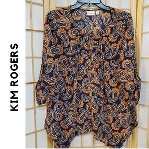 Kim Rogers Paisley Offset Hem Blouse Small